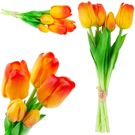 CV17692-4 TULPENSTRAUSS GUMMIERT GUMMIARTIG REALISTISCH ORANGE