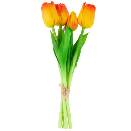 CV17692-4 TULPENSTRAUSS GUMMIERT GUMMIARTIG REALISTISCH ORANGE