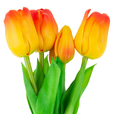 CV17692-4 TULPENSTRAUSS GUMMIERT GUMMIARTIG REALISTISCH ORANGE