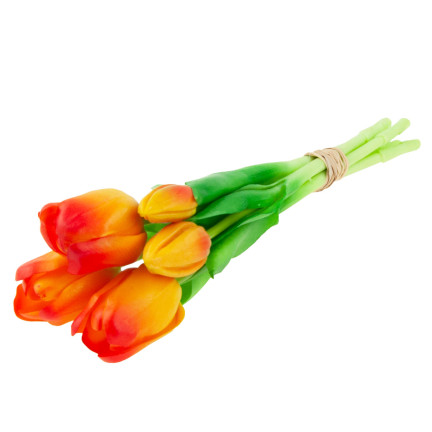 CV17692-4 TULPENSTRAUSS GUMMIERT GUMMIARTIG REALISTISCH ORANGE
