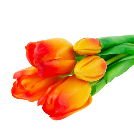 CV17692-4 TULPENSTRAUSS GUMMIERT GUMMIARTIG REALISTISCH ORANGE