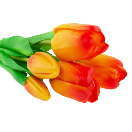 CV17692-4 TULPENSTRAUSS GUMMIERT GUMMIARTIG REALISTISCH ORANGE