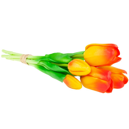 CV17692-4 TULPENSTRAUSS GUMMIERT GUMMIARTIG REALISTISCH ORANGE