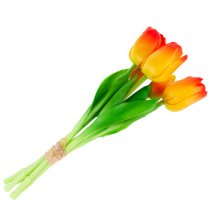 CV17692-4 TULPENSTRAUSS GUMMIERT GUMMIARTIG REALISTISCH ORANGE