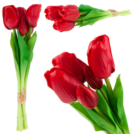 CV17692-7 TULPENSTRAUSS GUMMIERT GUMMIARTIG REALISTISCH ROT