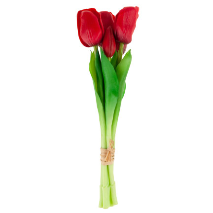 CV17692-7 TULPENSTRAUSS GUMMIERT GUMMIARTIG REALISTISCH ROT