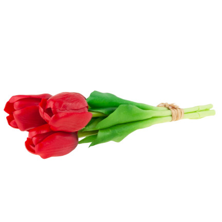 CV17692-7 TULPENSTRAUSS GUMMIERT GUMMIARTIG REALISTISCH ROT