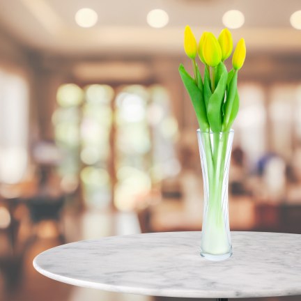 CV17693-3 GUMMIERTER TULPENSTRAUSS GELB 5 KÖPFE REALISTISCH