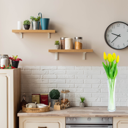 CV17693-3 GUMMIERTER TULPENSTRAUSS GELB 5 KÖPFE REALISTISCH