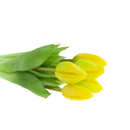 CV17693-3 GUMMIERTER TULPENSTRAUSS GELB 5 KÖPFE REALISTISCH