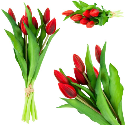 CV18674-11 Gummierte Tulpen Strauß als Live-Silikon RED