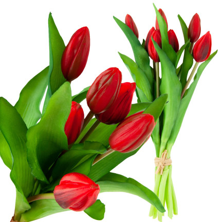 CV18674-11 Gummierte Tulpen Strauß als Live-Silikon RED