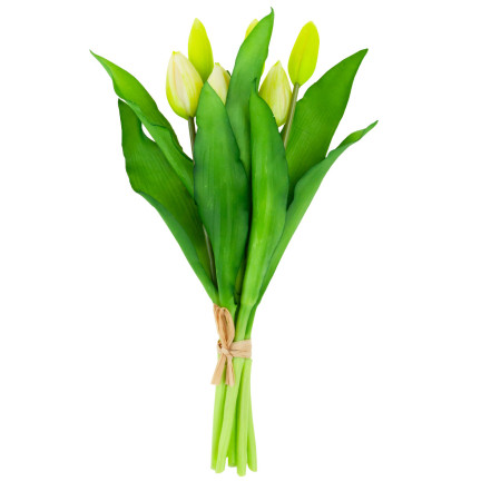 CV18674-1 TULIPS BUNCH Gummierter Gummi als lebendes Silikon WEISS ECRU