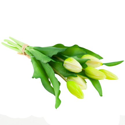 CV18674-1 TULIPS BUNCH Gummierter Gummi als lebendes Silikon WEISS ECRU