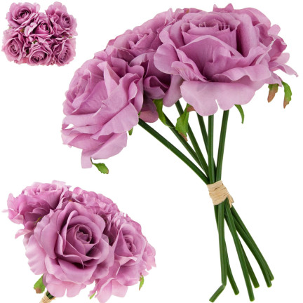 CV21919-4 STRAUSS ROSEN KÜNSTLICHE BLUMEN 6PCS SCHÖN SCHMUTZIG ROSA