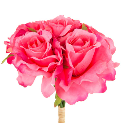 CV21919-5 ROSENSTRAUSS KÜNSTLICHE BLUMEN 6PC SCHÖNE DICHTE ROSEN IM STRAUSS ROSA WIE LEBENDIG