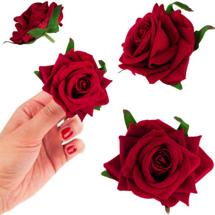 CV23968-2 ROSA ROT VELOURS BLUME KOPF PRODUKT