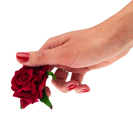 CV23968-2 ROSA ROT VELOURS BLUME KOPF PRODUKT