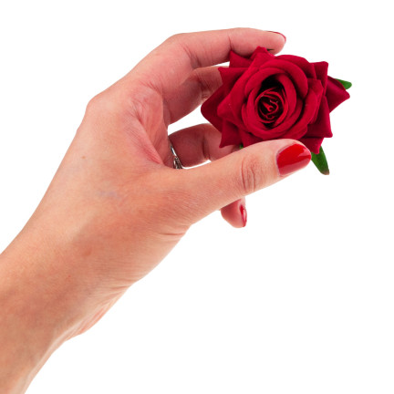 CV23968-2 ROSA ROT VELOURS BLUME KOPF PRODUKT