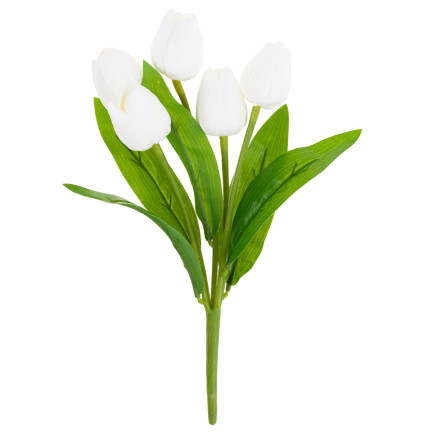 CV26805-2 KYTICE TULIPÁNŮ BÍLÁ KRÁSNÁ JAKO ŽIVÉ PĚNOVÉ TULIPÁNY UMĚLÉ