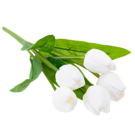 CV26805-2 KYTICE TULIPÁNŮ BÍLÁ KRÁSNÁ JAKO ŽIVÉ PĚNOVÉ TULIPÁNY UMĚLÉ
