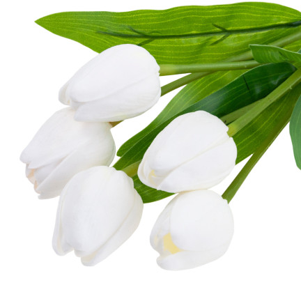 CV26805-2 KYTICE TULIPÁNŮ BÍLÁ KRÁSNÁ JAKO ŽIVÉ PĚNOVÉ TULIPÁNY UMĚLÉ
