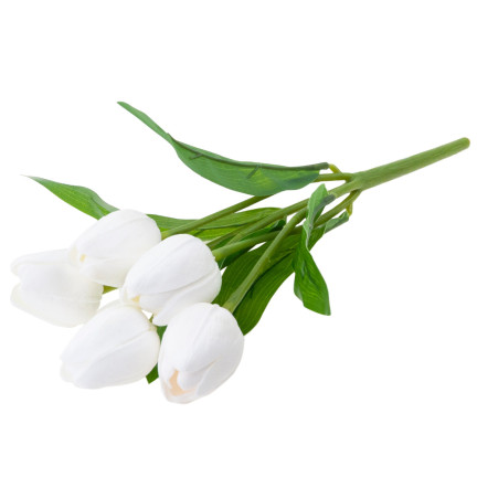 CV26805-2 KYTICE TULIPÁNŮ BÍLÁ KRÁSNÁ JAKO ŽIVÉ PĚNOVÉ TULIPÁNY UMĚLÉ