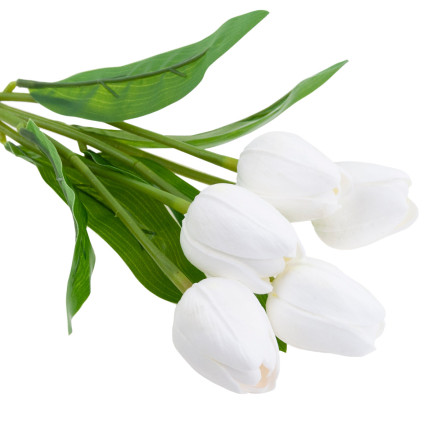 CV26805-2 KYTICE TULIPÁNŮ BÍLÁ KRÁSNÁ JAKO ŽIVÉ PĚNOVÉ TULIPÁNY UMĚLÉ