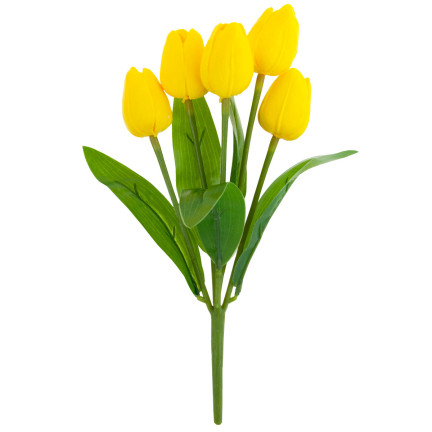 CV26805-5 TULIPÁN VELKÁ KYTICE TULIPÁNŮ X5 UMĚLÉ KVĚTINY TULIPÁNY V KYTICI ŽLUTÁ
