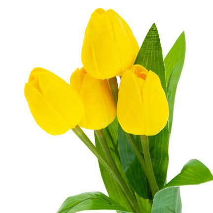 CV26805-5 TULIPÁN VELKÁ KYTICE TULIPÁNŮ X5 UMĚLÉ KVĚTINY TULIPÁNY V KYTICI ŽLUTÁ