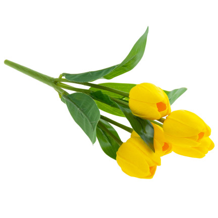 CV26805-5 TULIPÁN VELKÁ KYTICE TULIPÁNŮ X5 UMĚLÉ KVĚTINY TULIPÁNY V KYTICI ŽLUTÁ