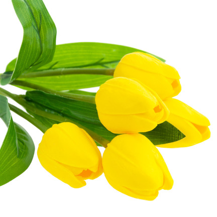CV26805-5 TULIPÁN VELKÁ KYTICE TULIPÁNŮ X5 UMĚLÉ KVĚTINY TULIPÁNY V KYTICI ŽLUTÁ