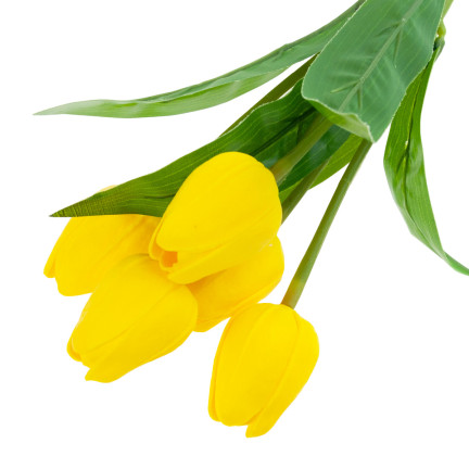 CV26805-5 TULIPÁN VELKÁ KYTICE TULIPÁNŮ X5 UMĚLÉ KVĚTINY TULIPÁNY V KYTICI ŽLUTÁ