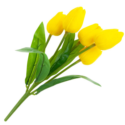 CV26805-5 TULIPÁN VELKÁ KYTICE TULIPÁNŮ X5 UMĚLÉ KVĚTINY TULIPÁNY V KYTICI ŽLUTÁ
