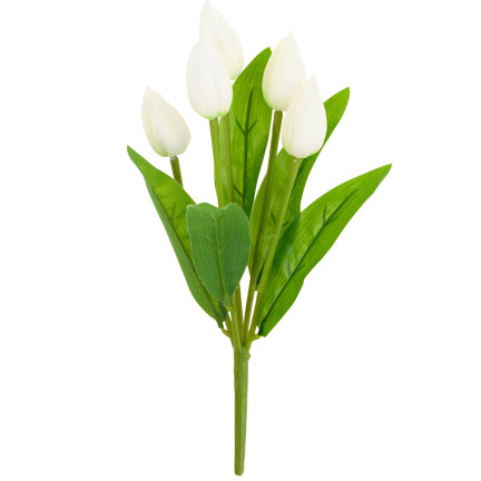 CV26806-1 KYTICE TULIPÁNŮ BÍLÁ KRÁSNÁ JAKO ŽIVÉ PĚNOVÉ TULIPÁNY UMĚLÉ