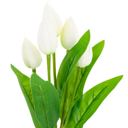 CV26806-1 KYTICE TULIPÁNŮ BÍLÁ KRÁSNÁ JAKO ŽIVÉ PĚNOVÉ TULIPÁNY UMĚLÉ