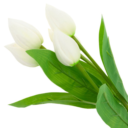 CV26806-1 KYTICE TULIPÁNŮ BÍLÁ KRÁSNÁ JAKO ŽIVÉ PĚNOVÉ TULIPÁNY UMĚLÉ