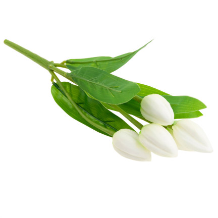 CV26806-1 KYTICE TULIPÁNŮ BÍLÁ KRÁSNÁ JAKO ŽIVÉ PĚNOVÉ TULIPÁNY UMĚLÉ
