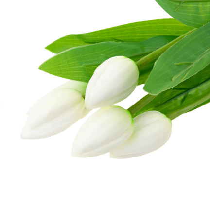 CV26806-1 KYTICE TULIPÁNŮ BÍLÁ KRÁSNÁ JAKO ŽIVÉ PĚNOVÉ TULIPÁNY UMĚLÉ