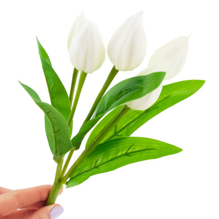 CV26806-1 KYTICE TULIPÁNŮ BÍLÁ KRÁSNÁ JAKO ŽIVÉ PĚNOVÉ TULIPÁNY UMĚLÉ