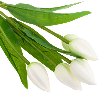 CV26806-1 KYTICE TULIPÁNŮ BÍLÁ KRÁSNÁ JAKO ŽIVÉ PĚNOVÉ TULIPÁNY UMĚLÉ