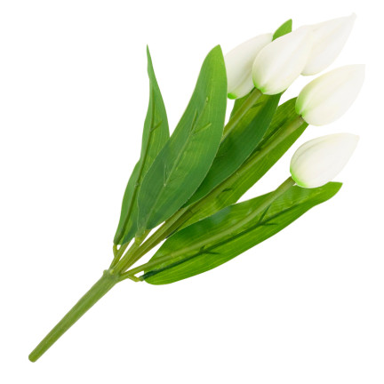 CV26806-1 KYTICE TULIPÁNŮ BÍLÁ KRÁSNÁ JAKO ŽIVÉ PĚNOVÉ TULIPÁNY UMĚLÉ