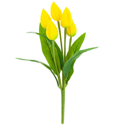 CV26806-3 TULIPÁN VELKÁ KYTICE TULIPÁNŮ X5 UMĚLÉ KVĚTINY TULIPÁNY V KYTICI ŽLUTÁ