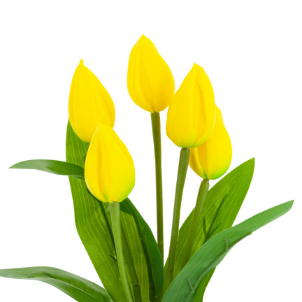 CV26806-3 TULIPÁN VELKÁ KYTICE TULIPÁNŮ X5 UMĚLÉ KVĚTINY TULIPÁNY V KYTICI ŽLUTÁ