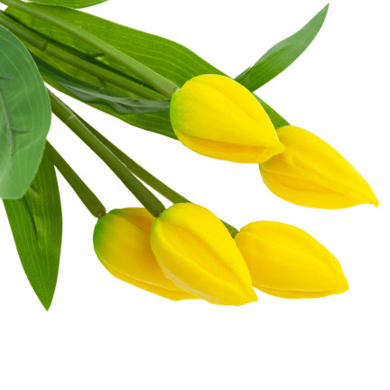 CV26806-3 TULIPÁN VELKÁ KYTICE TULIPÁNŮ X5 UMĚLÉ KVĚTINY TULIPÁNY V KYTICI ŽLUTÁ