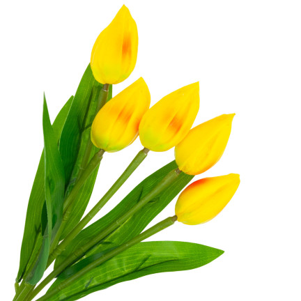 CV26806-4 Pěnivé TULIPÁNY X5 ŽLUTÉ UMĚLÉ TULIPÁNY V KUSU