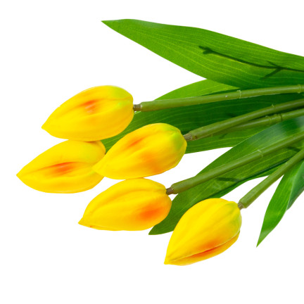CV26806-4 Pěnivé TULIPÁNY X5 ŽLUTÉ UMĚLÉ TULIPÁNY V KUSU