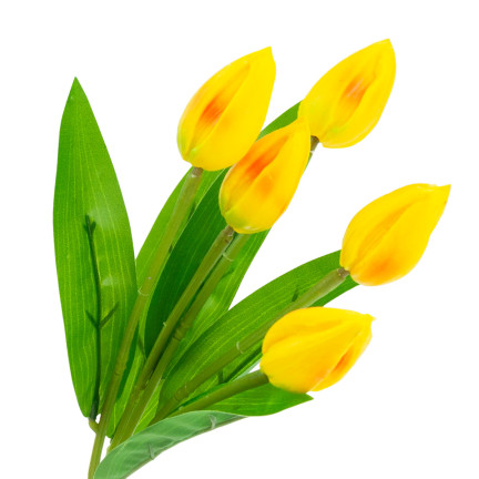 CV26806-4 Pěnivé TULIPÁNY X5 ŽLUTÉ UMĚLÉ TULIPÁNY V KUSU