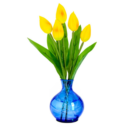 CV26806-4 Pěnivé TULIPÁNY X5 ŽLUTÉ UMĚLÉ TULIPÁNY V KUSU