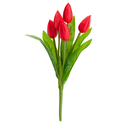 CV26806-5 KYTICE TULIPÁNŮ ČERVENÁ KRÁSNÁ JAKO ŽIVÉ PĚNOVÉ TULIPÁNY UMĚLÁ